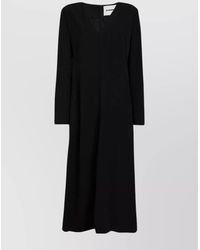 Jil Sander - Viscose V-Neck Long-Sleeve Midi Dress - Lyst