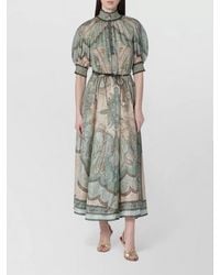 Zimmermann - Paisley Belted Dress Sheer Puff Sleeves - Lyst