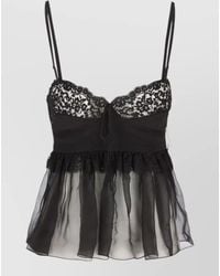Chloé - Lace Detail Sheer Top Adjustable Straps Buttons - Lyst