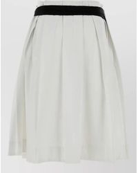 Prada - Gabardine Skirt Pleated Design Contrast Waistband - Lyst