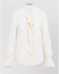 Alberta Ferretti - Silk Crepe Ruffled Shirt - Lyst