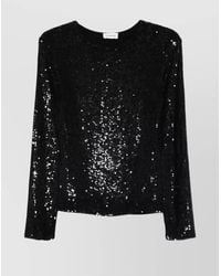 P.A.R.O.S.H. - Sequin-Embellished Long-Sleeve Blouse - Lyst