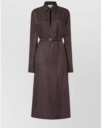 Fendi - Ff Pattern Silk Dress With Belted Waist - Lyst