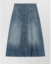 Valentino - A-Line Silhouette Denim Midi Skirt - Lyst