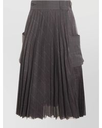 Sacai - Midi Skirt With Pleats And Pockets - Lyst