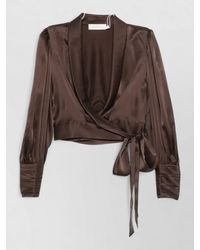 Zimmermann - Silk Satin Wrap Midi Dress - Lyst