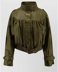 Chloé - Short Leather Jacket Elastic Waist Buckle - Lyst