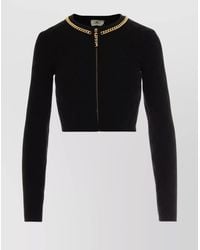 Elisabetta Franchi - Diamond-Knit Cropped Cardigan - Lyst