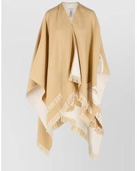 Burberry - Ekd Wool Silk Cape Fringe Graphic - Lyst