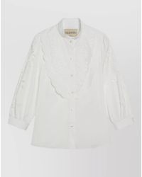 Valentino - Embroidered Cotton Long-Sleeve Shirt - Lyst