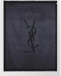 Saint Laurent - Silk Logo-Jacquard Fringed Scarf - Lyst