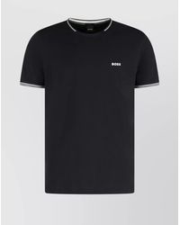 BOSS - Ribbed Cotton T-Shirt - Lyst