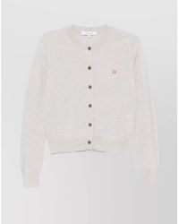 Maison Kitsuné - Ribbed Wool Crew Neck Cardigan - Lyst