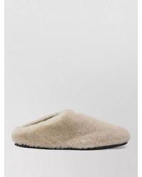 Prada - Faux Fur Slippers Flat Sole Round Toe - Lyst