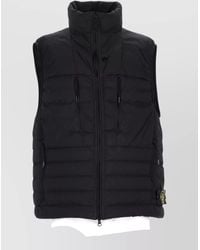 Stone Island - High Collar Padded Sleeveless Jacket Side Pockets - Lyst