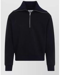 Jil Sander - Cotton Sweatshirt High Collar Ribbed Trims - Lyst