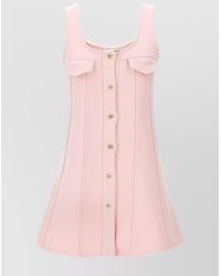 Ganni - Short Dress With Button Detailing And Pockets - Lyst