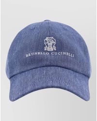 Brunello Cucinelli - Linen Virgin Wool Cap Embroidered Logo Front - Lyst