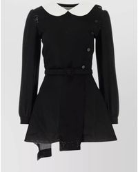 Maison Margiela Two-Tone Poplin And Wool Shirt Dress in
