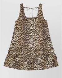 Ganni - Organic Cotton Sleeveless Scoop Neck Mini Dress - Lyst