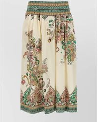 Etro - Paisley Print Cotton Pleated Midi Skirt - Lyst