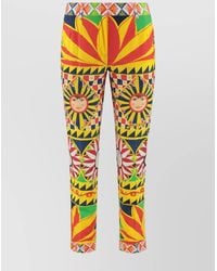 Dolce & Gabbana - Cropped Pants Carretto Print Cotton Trousers - Lyst