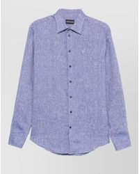 Emporio Armani - Linen Shirt Long Sleeves Button Cuffs - Lyst
