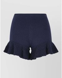 Self-Portrait - Viscose Blend Shorts Elastic Waist Ruffled Hem - Lyst