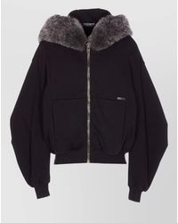 Dolce & Gabbana - Fur Trim Hooded Bomber Jacket - Lyst