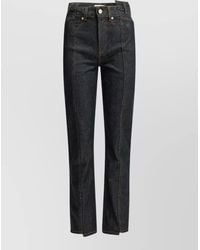 Ganni - Denim High-Rise Pleated Straight-Leg Jeans - Lyst