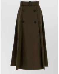 Burberry - Cotton High-Rise Wrap Midi A-Line Skirt - Lyst