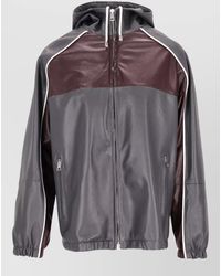 LA ROSE - Hooded Leather Jacket Color Block - Lyst
