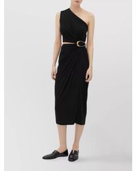 Bottega Veneta - Asymmetric Crepe-Effect Jersey Midi Dress - Lyst