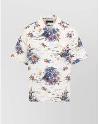 Prada - Printed Short-Sleeve Cotton Shirt - Lyst