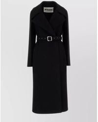 Jil Sander - Wool Coat With Belted Waist And Notched Lapels - Lyst