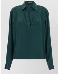 Tom Ford - Silk V-Neck Long-Sleeve Blouse - Lyst