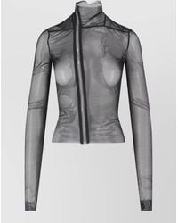 Rick Owens - Sheer High Neck Fitted Long Sleeve Jacket - Lyst