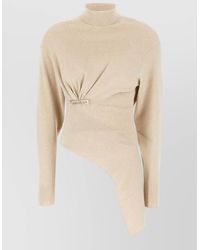 Lanvin - Wool Cashmere Ribbed High Neck Sweater - Lyst