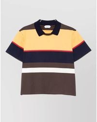Versace - Cotton Jersey T Shirt Striped Polo Collar - Lyst