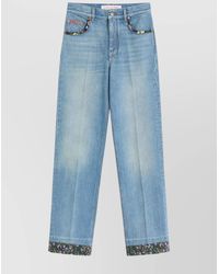 Valentino Garavani - Floral Print Straight-Leg Denim Jeans - Lyst