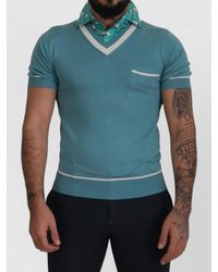 Dolce & Gabbana - Silk V-Neck Short-Sleeve Polo Shirt - Lyst