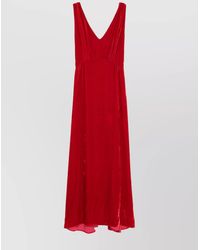 P.A.R.O.S.H. - Silk Velvet Paneled V-Neck Sleeveless High-Low Maxi Dress - Lyst