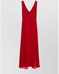 P.A.R.O.S.H. - Silk Velvet Paneled V-Neck Sleeveless High-Low Maxi Dress - Lyst