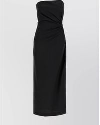 Max Mara - Silk Gathered Draped Cutout Asymmetric Midi Dress - Lyst