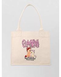 Ganni - Na Recycled Cotton Printed Tote Bag - Lyst