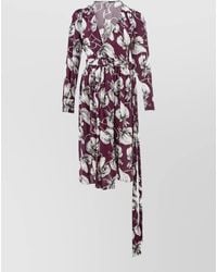 Lardini - Floral-Print Viscose Asymmetric Wrap Midi Dress - Lyst