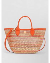 Longchamp - Raffia Effect Canvas Basket Tote Bag - Lyst