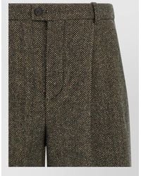Saint Laurent - Silk Blend Mid Rise Wide Leg Midi Tailored Trousers - Lyst