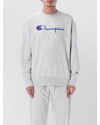 Champion - Logo Crewneck Sweater Ribbed Cuffs Hem - Lyst