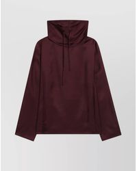 Loulou de Saison - Silk Blouse With Drawstring And High Collar - Lyst